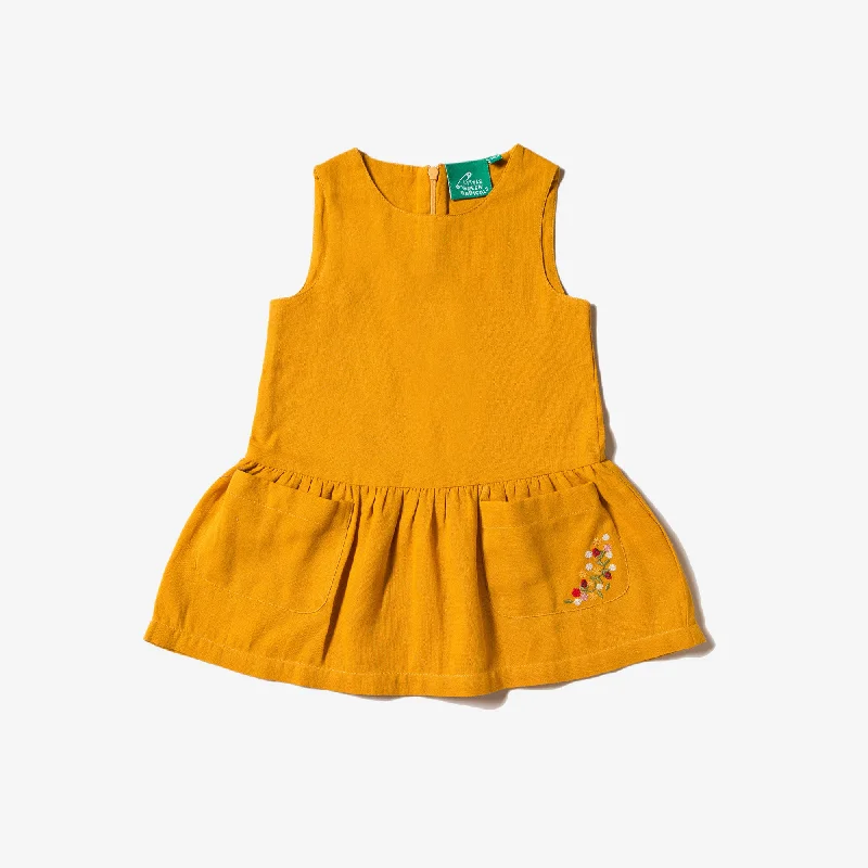 Markdowns Gold Embroidered Pocket Dress