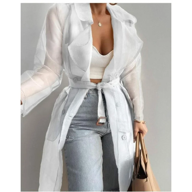 Special Savings Sheer mesh long sleeve coat