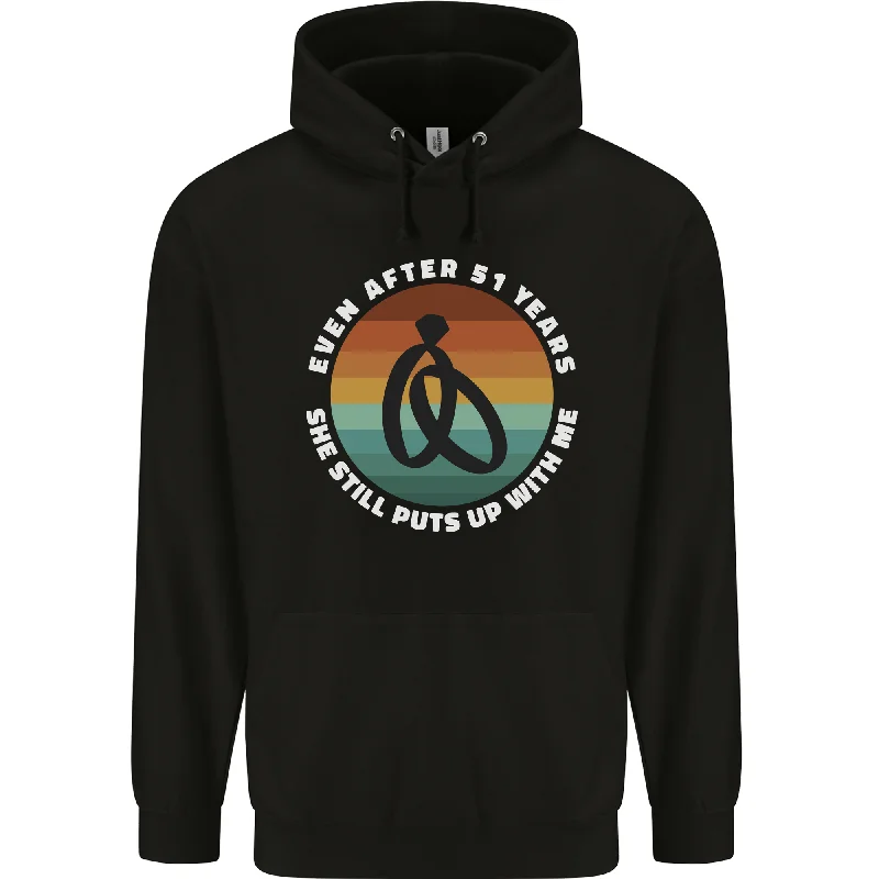 Hot Deal 51 Year Wedding Anniversary 51st Marriage Mens 80% Cotton Hoodie