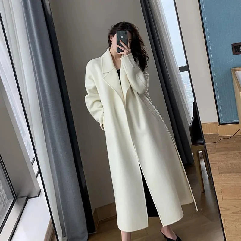 Online Exclusive Znbbw Midi Wool Blends Coat Women Korean Thicken Long Bandage Jackets Oversized Lace Up Outwear White Cardigan Woolen Overcoat Online Exclusive Znbbw Midi Wool Blends Coat Women Korean Thicken Long Bandage Jackets Oversized Lace Up Outwear White Cardigan Woolen Overcoat