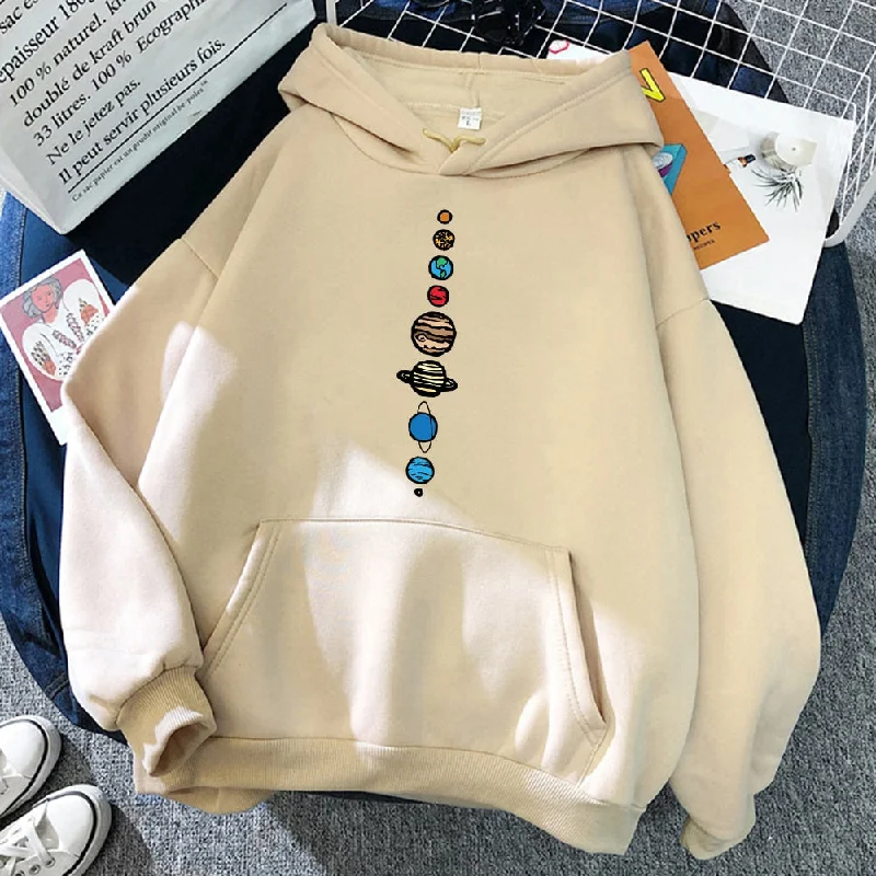 Warehouse Sale Nine Planets Universe Solar System Print Men Hoodie Loose Pocket Hoody Autumn Oversize Sweatshirt Casual Pullover Unisex XL/XXL