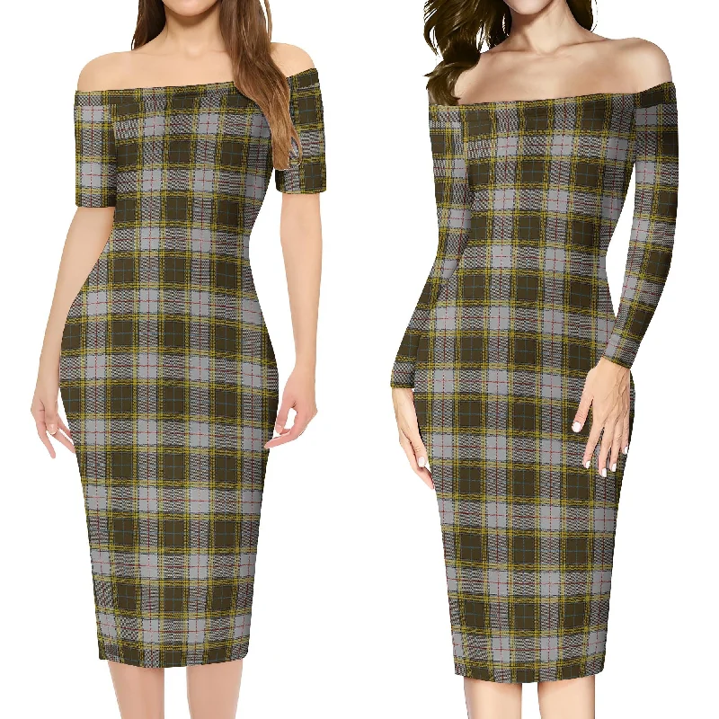 Bargain Blast Buchanan Dress Tartan Off Shoulder Lady Dress