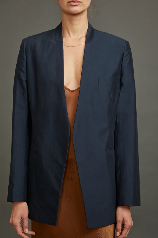 Buy Now Jakari Standing Collar Suit Jacket In Navy