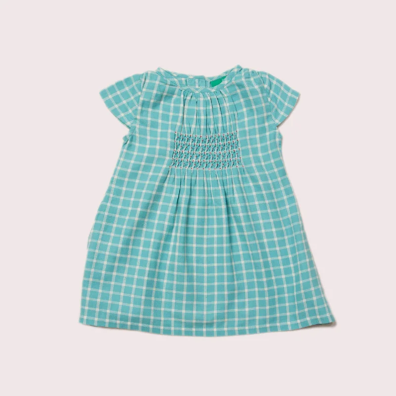 Blowout Deals Blue Sky Check Smocked Floaty Dress
