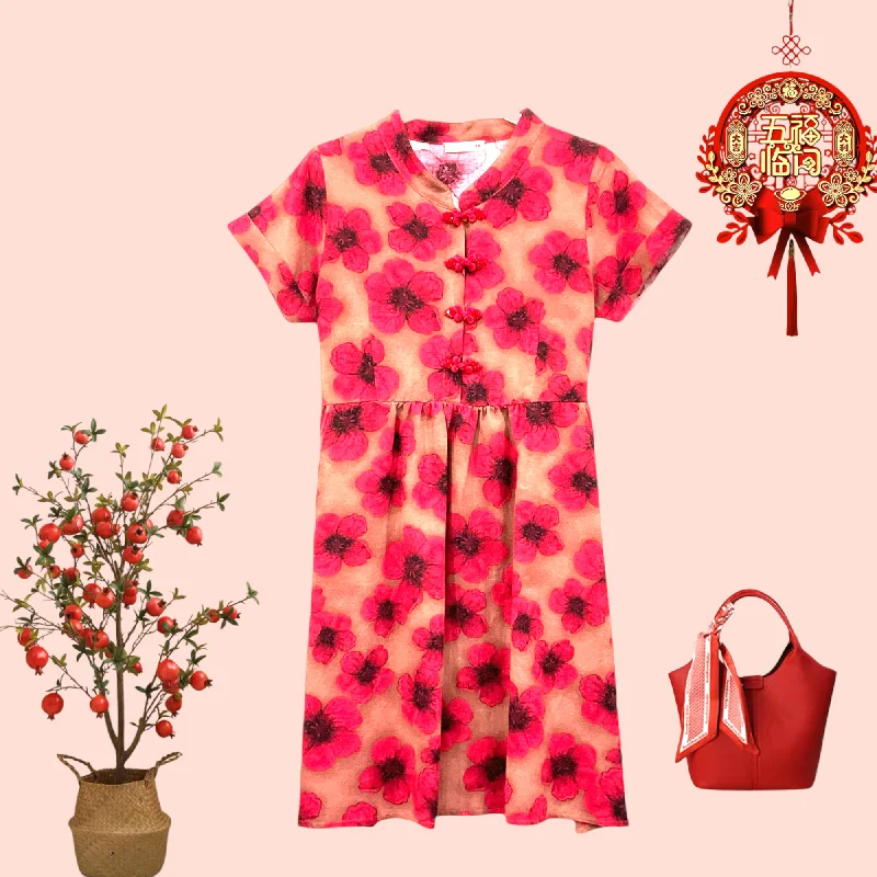 Bargain Prices Patch Women Cheongsam Cotton Linen Printed Dress