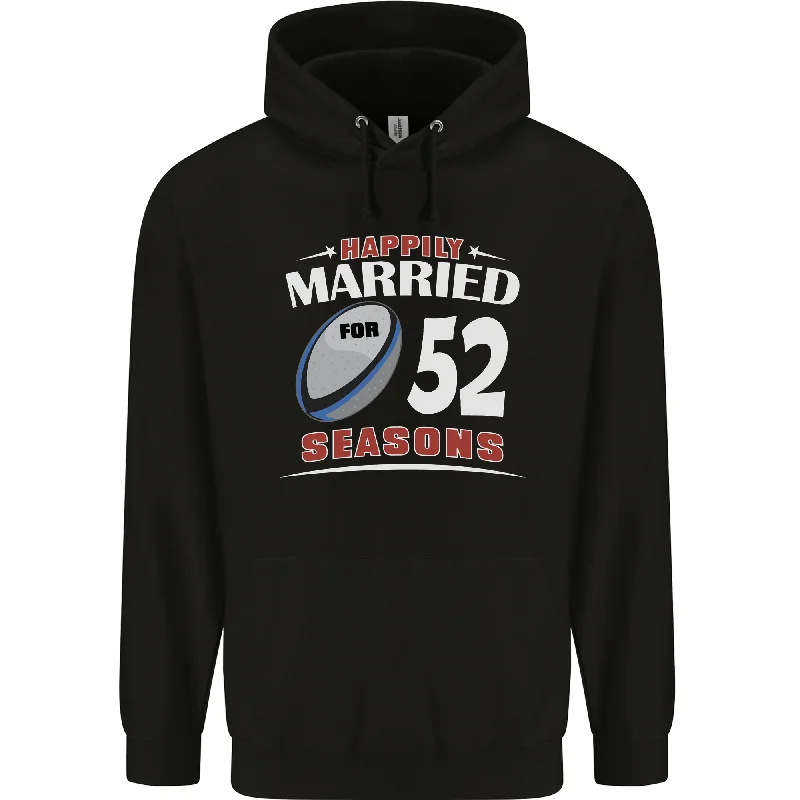 Flash Deals 52 Year Wedding Anniversary 52nd Rugby Mens 80% Cotton Hoodie