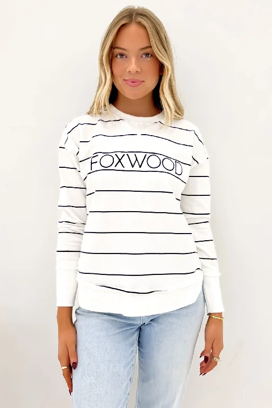 Hot Deal Classic Stripe Simplified Crew White Navy Stripe