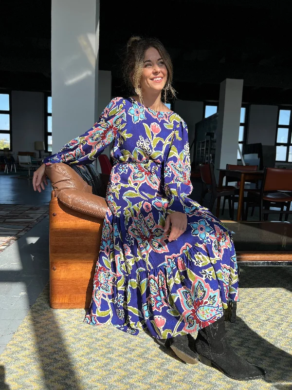 Super Bargain Royal Blue Floral Maxi Dress