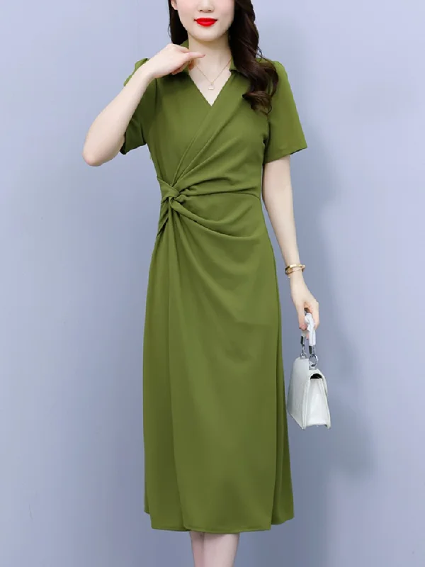 Major Savings Plus Size Wrap Shirt Midi Dress