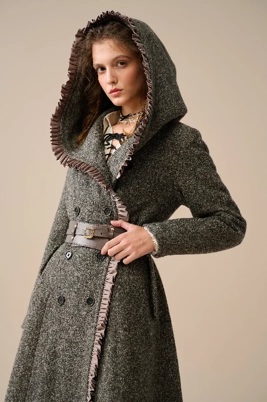 Daily Deals Kristin 19 | Double-breasted hooded wool coat