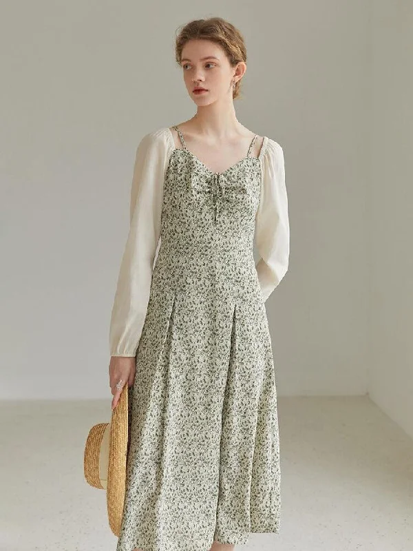 Can't Miss Cottagecore Shirt Sleeve Floral Midi Dress