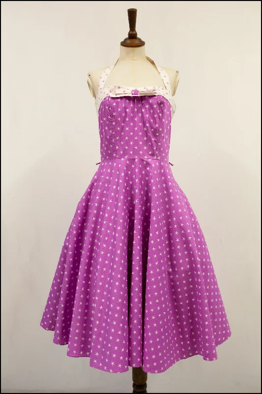 Lowest Price Vintage 1950s Magenta Star Print Dress
