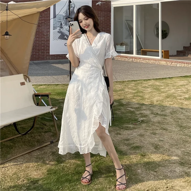 New Deals Plus Size Wrap Lace Dress