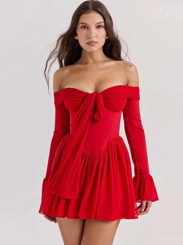 Limited Edition Tie Front Strapless Corset Mini Dress