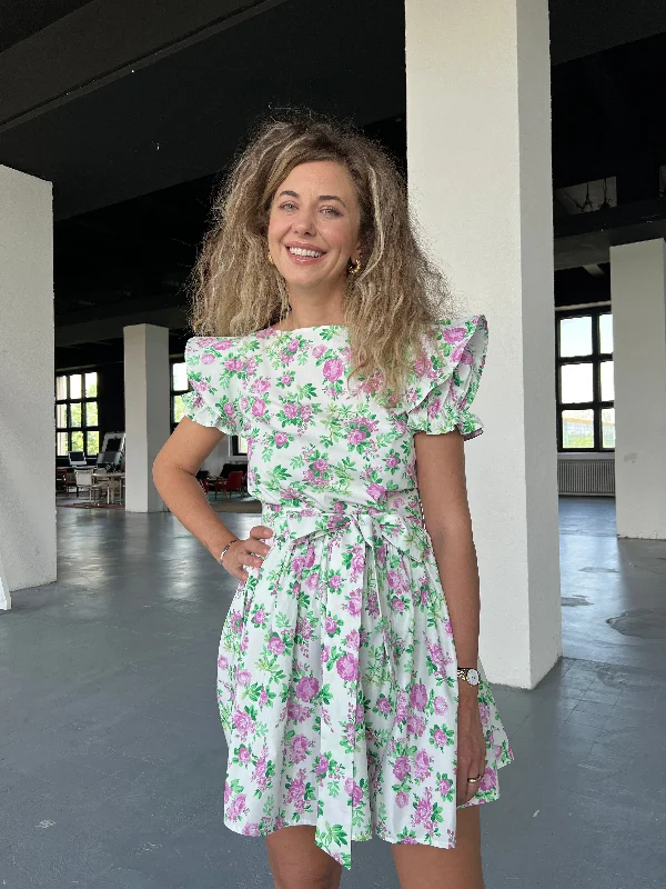 Buy More, Save More Pink Roses Mini Dress