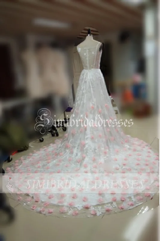 Price Reduction Gorgeous Spaghetti Straps V-Neck Court Train Prom Dresses with Pink Hand-made Flowers N428 Price Reduction Gorgeous Spaghetti Straps V-Neck Court Train Prom Dresses with Pink Hand-made Flowers N428
