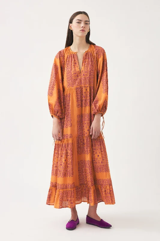 Steals and Deals Nalii Cotton Voile Print Maxi Dress