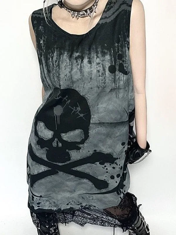 Don't Wait Splash Skull Sleeveless Mini Dress
