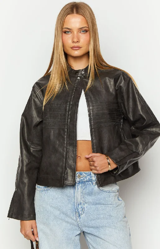 Crazy Deals Sam Vintage Black PU Jacket