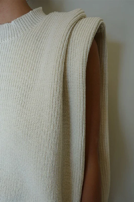 Holiday Sale Cream Sleeveless Knit