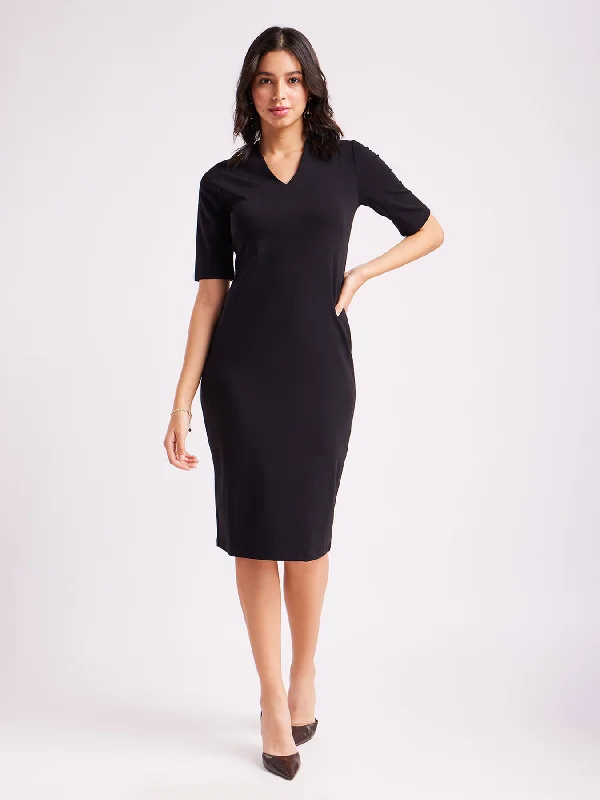 Stock Up and Save LivIn Shift V-Neck Dress - Black