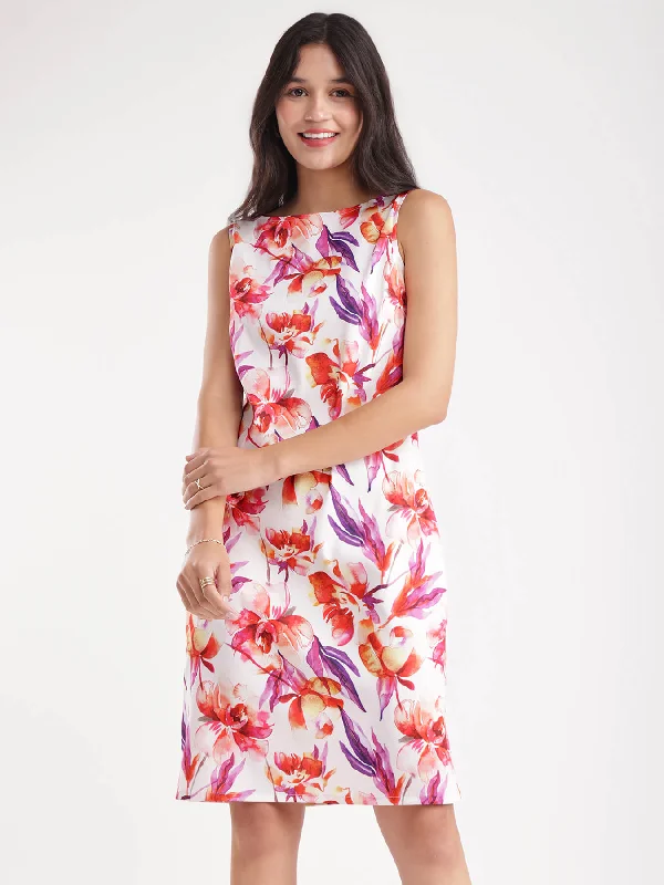 Steals and Deals Floral Shift Dress - Multicolour