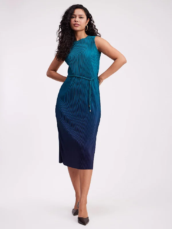 New Arrival Ombre Pleated Dress - Green