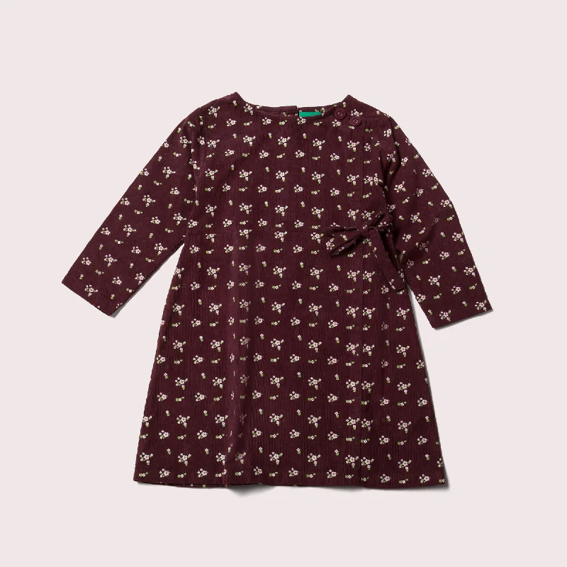 Early Access Plum Flowers Long Sleeve Wrap Dress