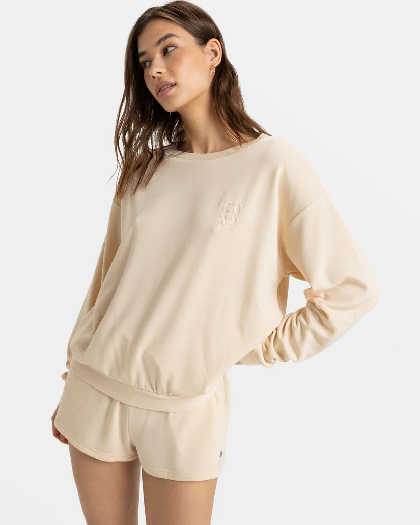 Today’s Special ROXY Womens Surfing By Moonlight Crewneck Sweatshirt - Tapioca