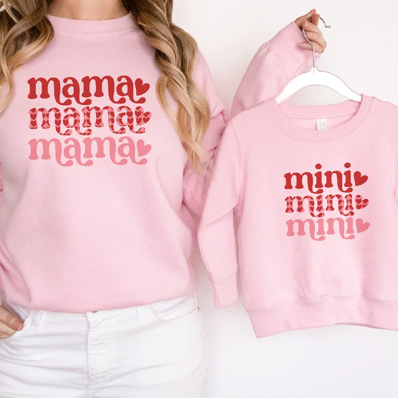 Price Fest Mama & Mini Heart Print Matching Pink Sweatshirts
