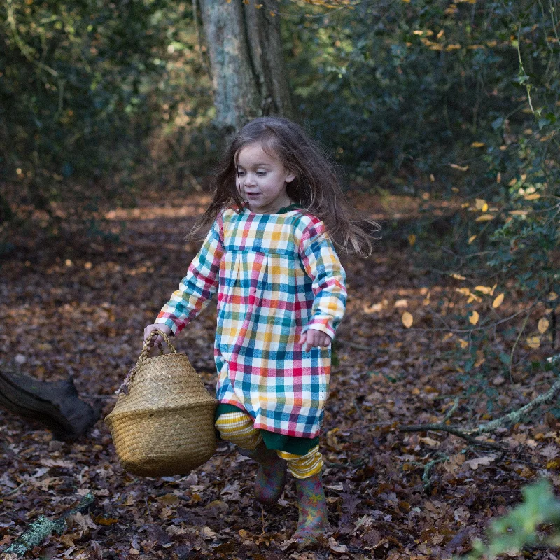Deal Dash Autumn Rainbow Check Smock Dress