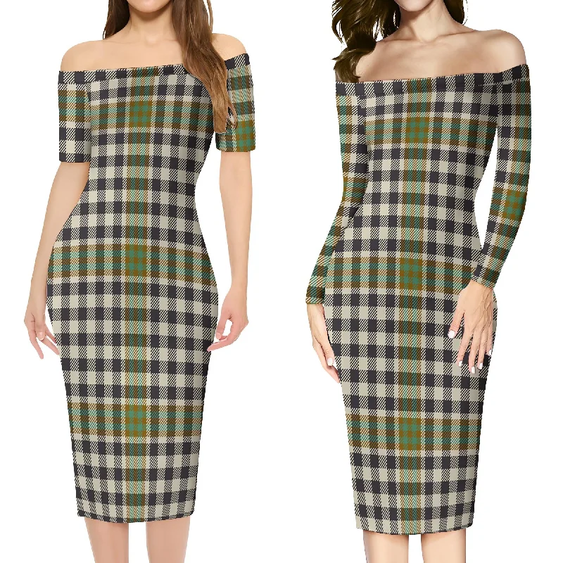 Seasonal Sale Burns Check Tartan Off Shoulder Lady Dress