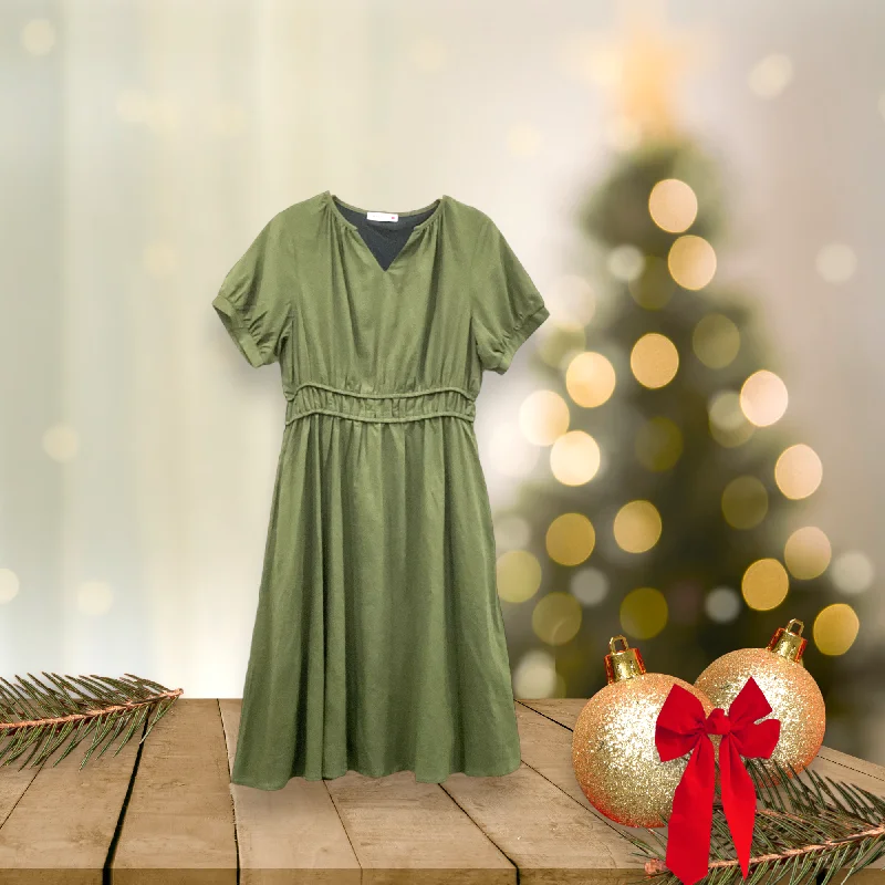 Clearance Sale Patch Casual Cotton V Neck Dress