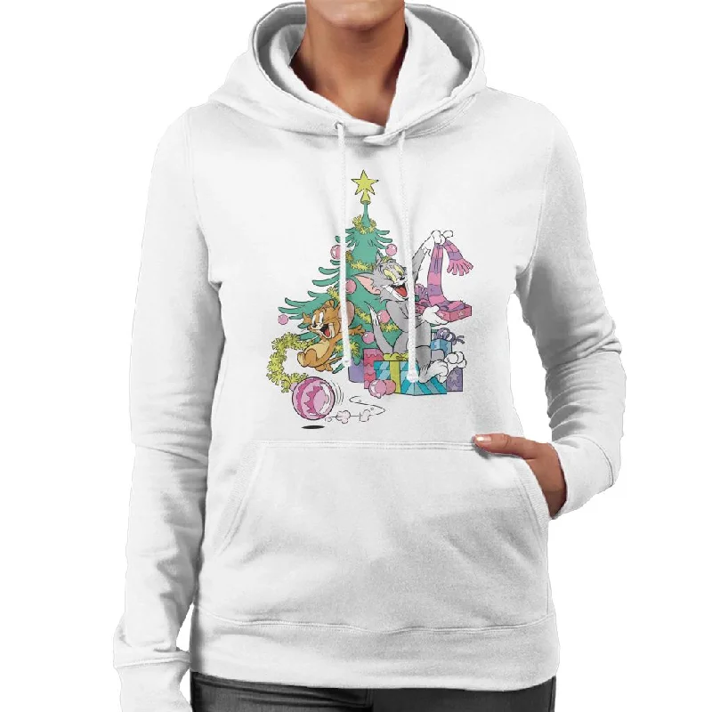 Exclusive Online Offer Tom and Jerry Christmas Festive Morning Women's Hooded Sweatshirt