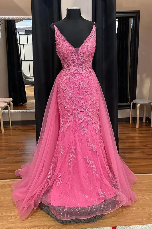Exclusive Savings Pink Corset Prom Dress Elegnat A Line Deep V Neck Party Evening Dress with Appliques Exclusive Savings Pink Corset Prom Dress Elegnat A Line Deep V Neck Party Evening Dress with Appliques