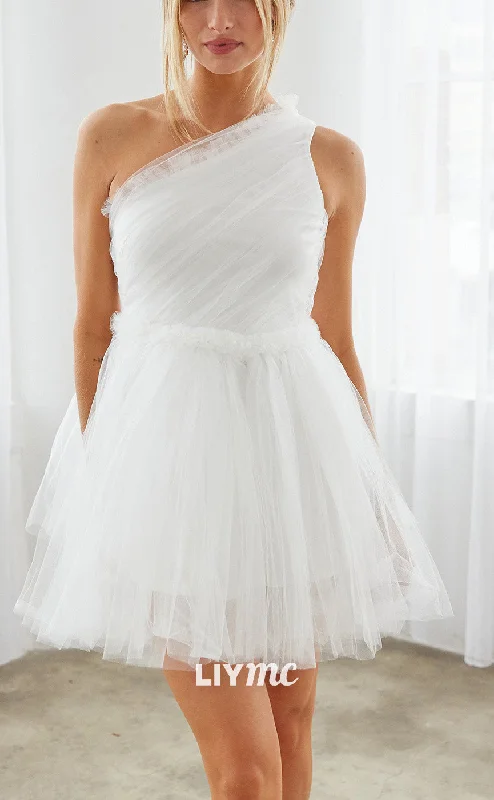 Unbeatable Prices LY157 - One Shoulder A Line Tulle Short Homecoming Dress