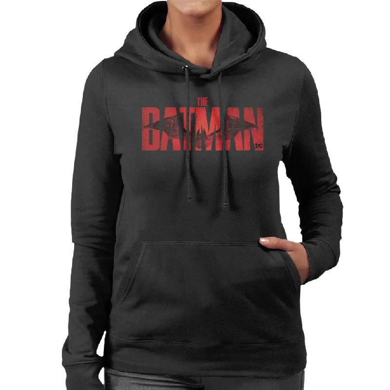Can't Miss The Batman Red Logo Bat Signal Women's Hooded Sweatshirt