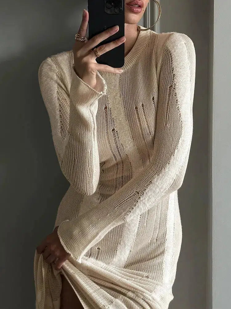 Savings Event Crochet Distressed Maxi Dress
