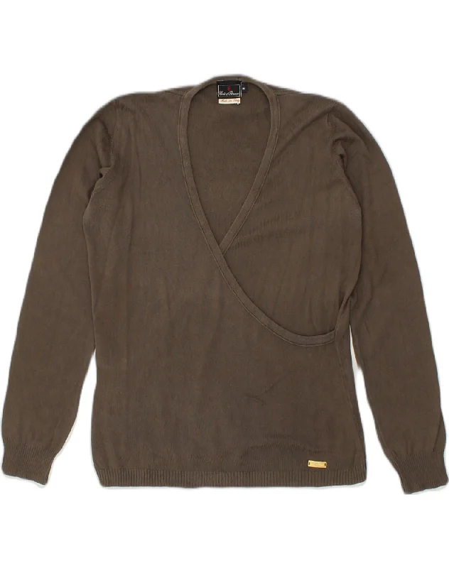 Best Bargains CONTE OF FLORENCE Womens V-Neck Jumper Sweater UK 14 Medium Brown Cotton Best Bargains CONTE OF FLORENCE Womens V-Neck Jumper Sweater UK 14 Medium Brown Cotton