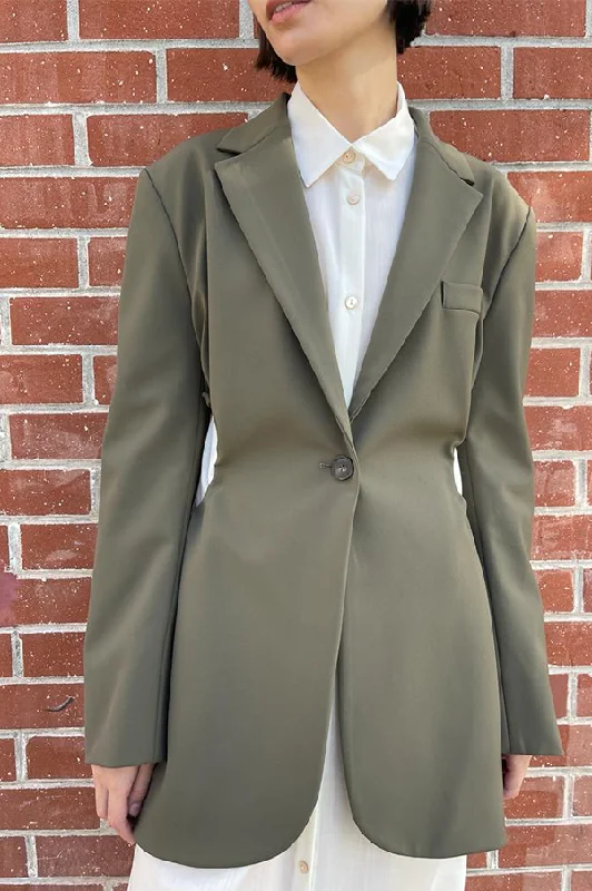 Major Savings Gathered Cutout Blazer in Olive