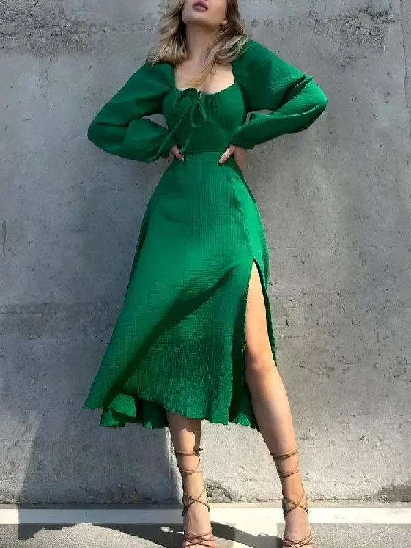 Year-End Clearance Slit Midi Dress