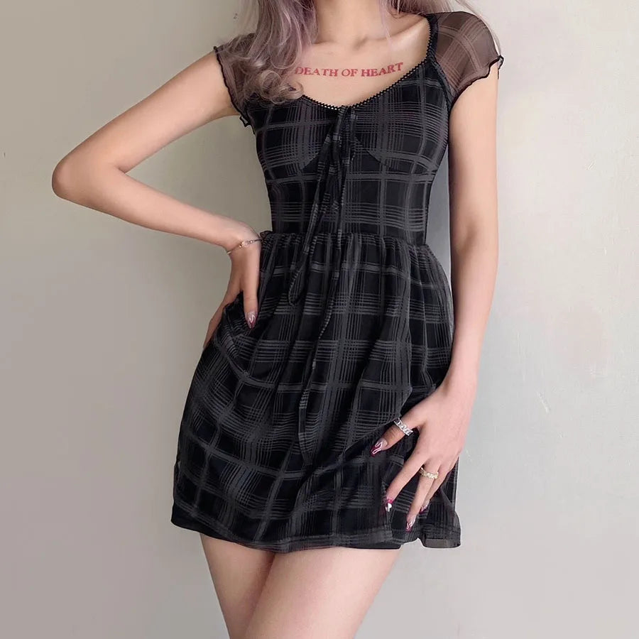 Lowest Prices Goth Plaid Mini Dress