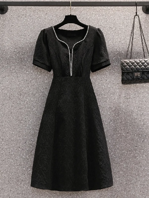 Today’s Deal Plus Size Black Textured Dress