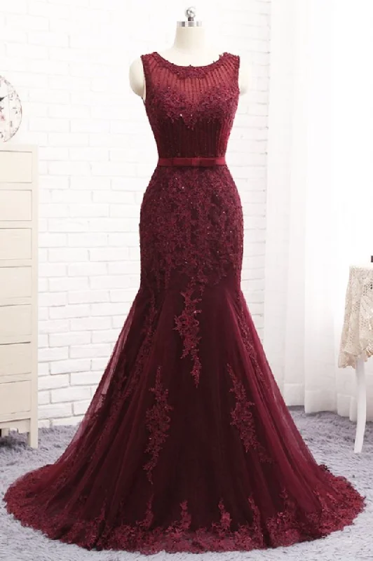 Anniversary Sale Elegant Scoop Sleeveless Tulle Mermaid Appliques Sequins Zipper Prom Dresses Anniversary Sale Elegant Scoop Sleeveless Tulle Mermaid Appliques Sequins Zipper Prom Dresses