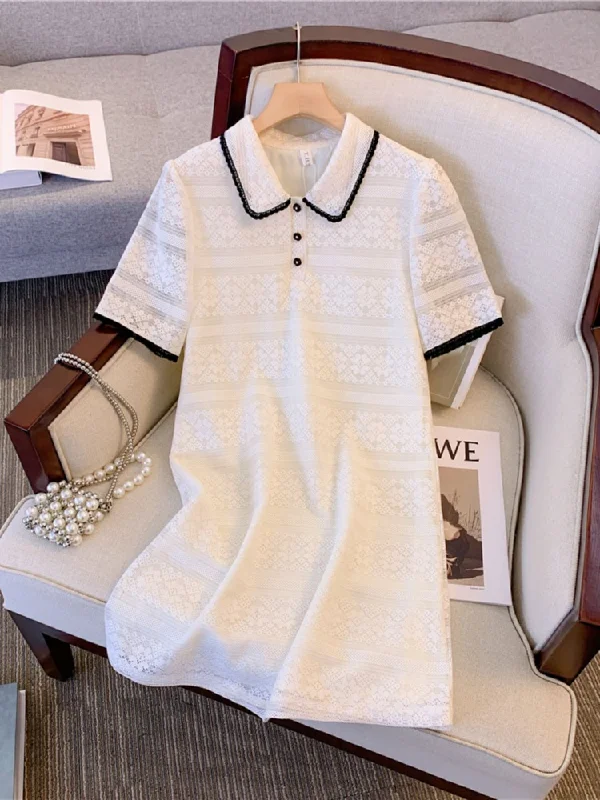 Instant Discount Plus Size Lace Polo T Shirt Dress