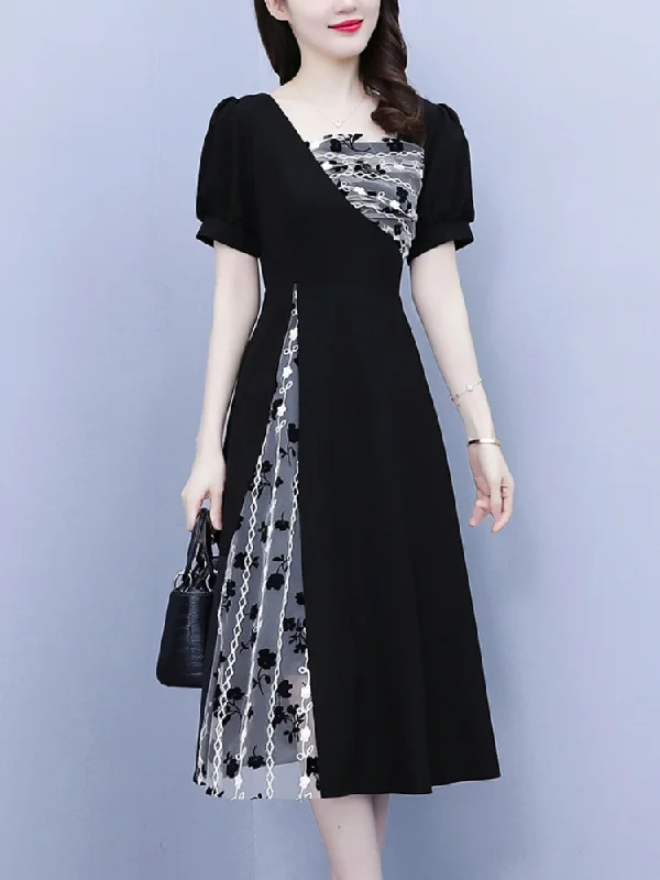 Price Reduction Plus Size Lace Layer Black Dress