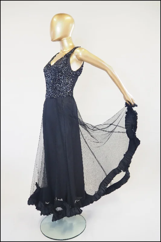 Friends and Family Sale Vintage 1930s Black Sequin Tulle Dress