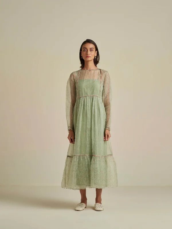 Low Prices Matcha Swirl Organza Maxi Dress