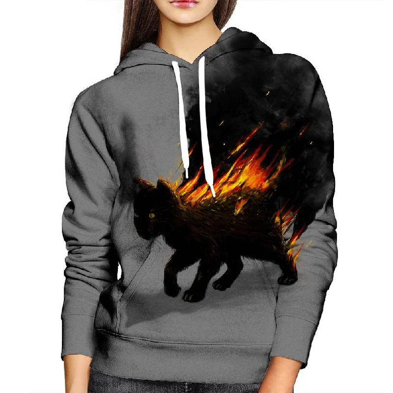 Big Discounts The Cat Is On Fire Womens Hoodie