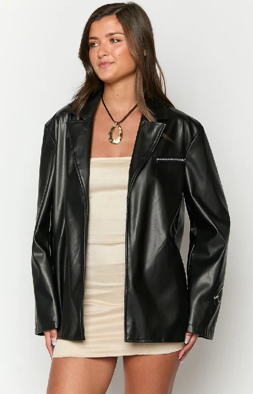 TIME-Limited Offer Desi Black PU Jacket